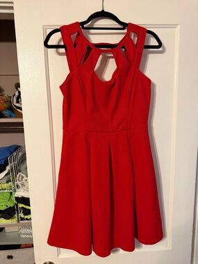 Betsey Johnson Red Cutout Sleeveless Fit-and-Flare Mini Dress